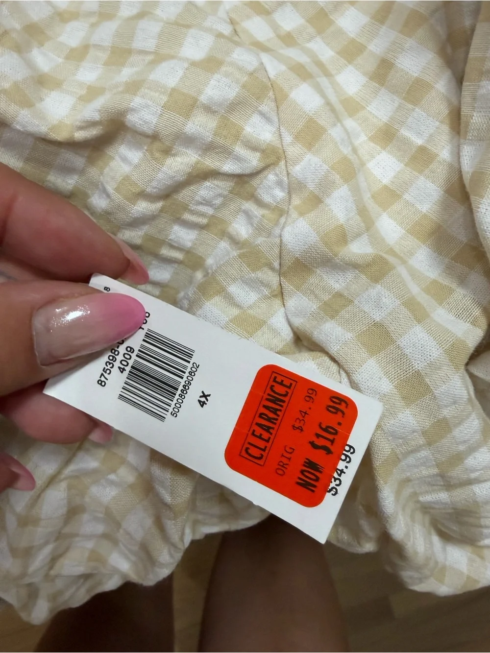 Women's Gingham Square-Neck Peplum Top - Cream